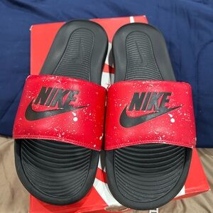 Nike Red and Black Kids' Splash Slide Sandals